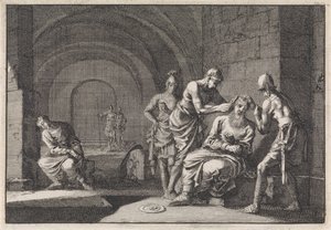 Hyrkanus de oren afgesneden in de gevangenis door Jan Luyken