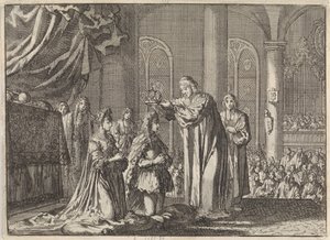 Kroning van Willem III en Maria II Stuart door de aartsbisschop van Canterbury, 1689