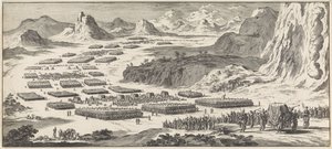 Legertocht van de twaalf stammen van Israël met het tabernakel door Jan Luyken