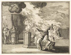 Nadab en Abihu door vlammen gedood door Jan Luyken