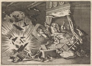 Ontploffing van een bom in een huis aan de Ebbingestraat te Groningen, 1672