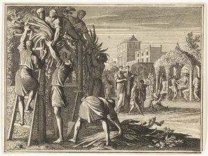 Oprichting van de loofhutten door Jan Luyken