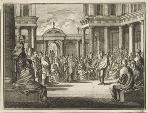 Paulus voor de leden van de Areopagus in Athene door Jan Luyken