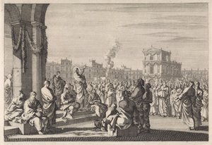 Prediking van Christus voor de tempel door Jan Luyken