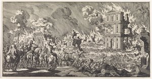 Romeinen verwoesten een Joodse tempel te Jeruzalem door Jan Luyken