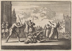 Te Mainz wordt de keizerlijke opperkrijgscommissaris Cronsbruck onthoofd, 1691 door Jan Luyken
