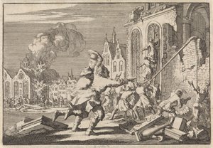 Vernielen van katholieke kapellen te Londen, 1688 door Jan Luyken