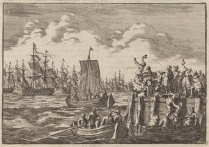 Willem III vertrekt met de vloot naar Engeland, 1688 door Jan Luyken