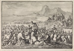 Wonderbaarlijke vermenigvuldiging van de zeven broden en de twee vissen