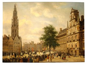 Processie op de Grote Markt van Antwerpen door Jan M. Ruyten