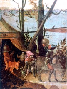 Landschapsscène, legende van Sint-Christoffel door Jan Mandyn