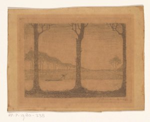 Bomen langs de vaart bij de Woudsterweg door Jan Mankes (signed by artist)