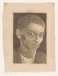 Zelfportret met snor door Jan Mankes