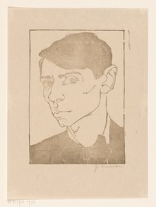 Zelfportret met vlinderdas door Jan Mankes