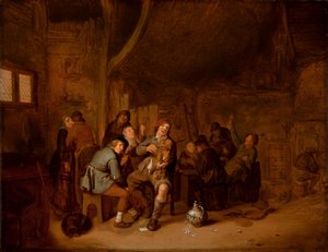 Figuren die roken en muziek maken in een herberg, c.1640 door Jan Miense Molenaer