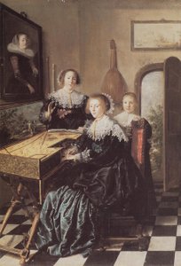 Drie vrouwen bij een maagd door Jan Miense Molenaer