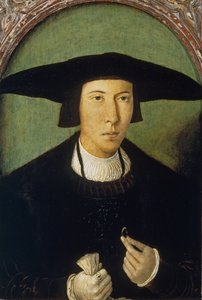 Portret van een jonge man door Jan Mostaert