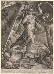 Bellona leidt de legers van de keizer tegen de Turken, 1600 door Jan Muller
