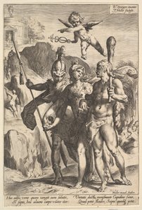 Hercules wordt de bergachtige weg naar de Tempel van Onsterfelijke Roem getoond, ca. 1591