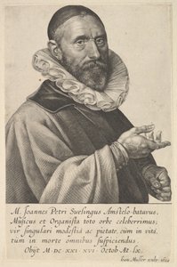 Portret van Jan Pietersz Sweelinck, organist en muzikant in Amsterdam