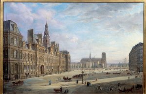 Het stadhuis van Parijs in 1868 door Jan Ostoja Mioduszewski