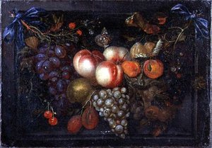 Stilleven van Fruit in een Stenen Niche door Jan Pauwel the elder Gillemans