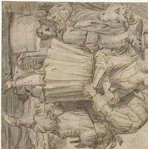 Bedaagde jager en een jonge vrouw door Jan Philipsz. van Bouckhorst