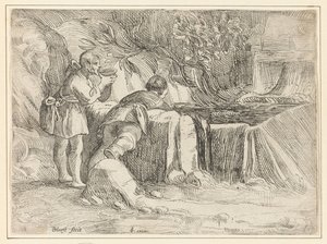 Twee mannen bij een bron door Jan Philipsz. van Bouckhorst
