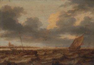 Vissersboten in woelige wateren