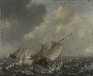Schepen op een woelige zee