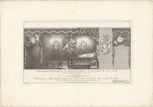 Rechterzijde van de zaal met het praalbed van prins Willem IV, 1751 door Jan Punt