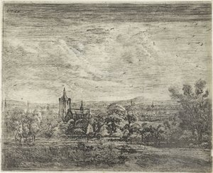 Dorpsgezicht met een kerk