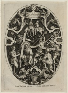 Het dragen van het kruis, uit de Passie van Christus door Jan Sadeler I