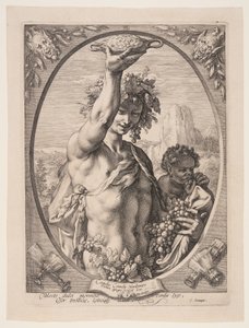 Bacchus, uit Drie heidense goden en godinnen door Jan Saenredam