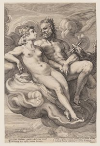 Jupiter en Juno gezeten in de wolken, uit Drie gepaarde goden en godinnen