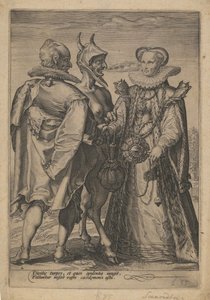 Huwelijk voor rijkdom geleid door de duivel, ca. 1600 door Jan Saenredam