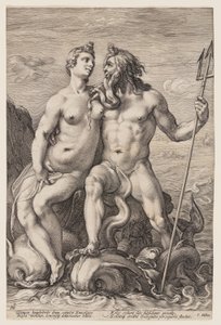 Neptunus en Amphitrite, uit Drie gepaarde goden en godinnen door Jan Saenredam