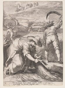 Zomer (Boeren die tarwe oogsten), uit De vier seizoenen door Jan Saenredam