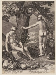 De verzoeking van de mens, uit de geschiedenis van de eerste ouders van de mens door Jan Saenredam