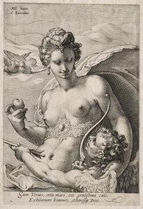 Venus en Cupido, c. 1595 door Jan Saenredam