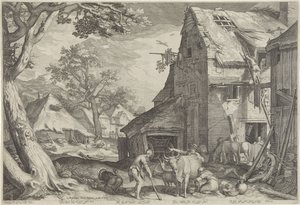Verloren zoon als varkenshoeder door Jan Saenredam