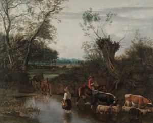 Boeren steken een stroom over, c.1670 door Jan Siberechts