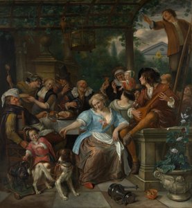 Vrolijk gezelschap op een terras, ca. 1670 door Jan Havickszoon Steen