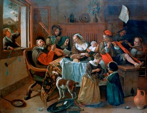 Het vrolijke gezin door Jan Havickszoon Steen