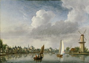 De Spaarne rivier in Haarlem, 1750