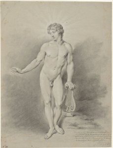 Staand mannelijk naakt met lier, als Apollo