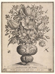 Bos bloemen in een vaas door Jan Theodor de Bry