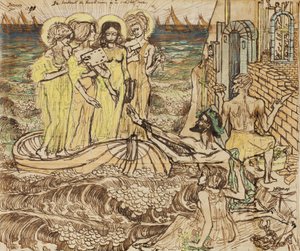 De aankomst van de muzen van kunst bij architectuur, 1890 door Jan Toorop