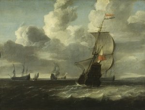 Zeegezicht [Oorlogsschip vertrekt], c. 1660