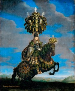 Portret van Ferdinand Joseph, prins van Dietrichstein, en Gundakar de Dietrichstein in een kostuum voor een paardenshow door Jan Thomas van Ieperen